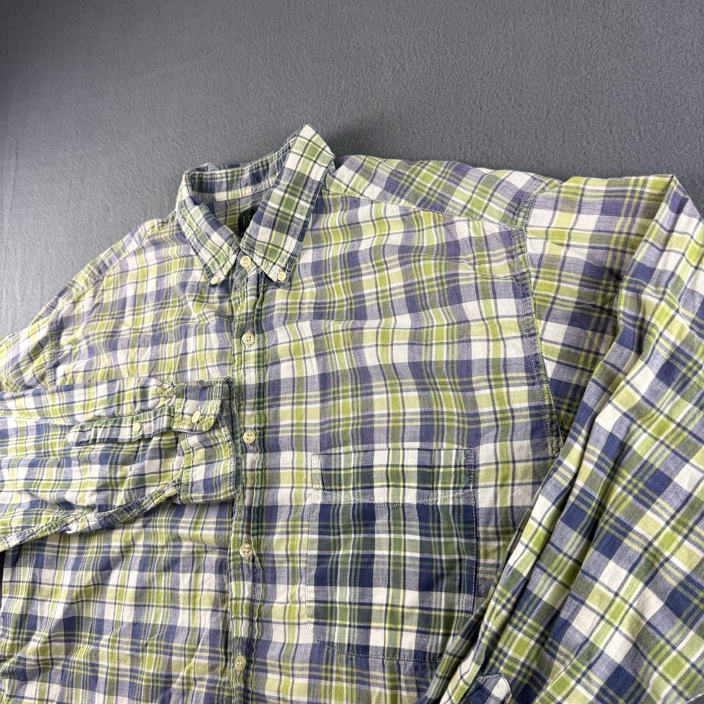 J Crew Shirt Mens XL Green Oarsman Plaid Pocket Dress Casual Vintage Lightweight